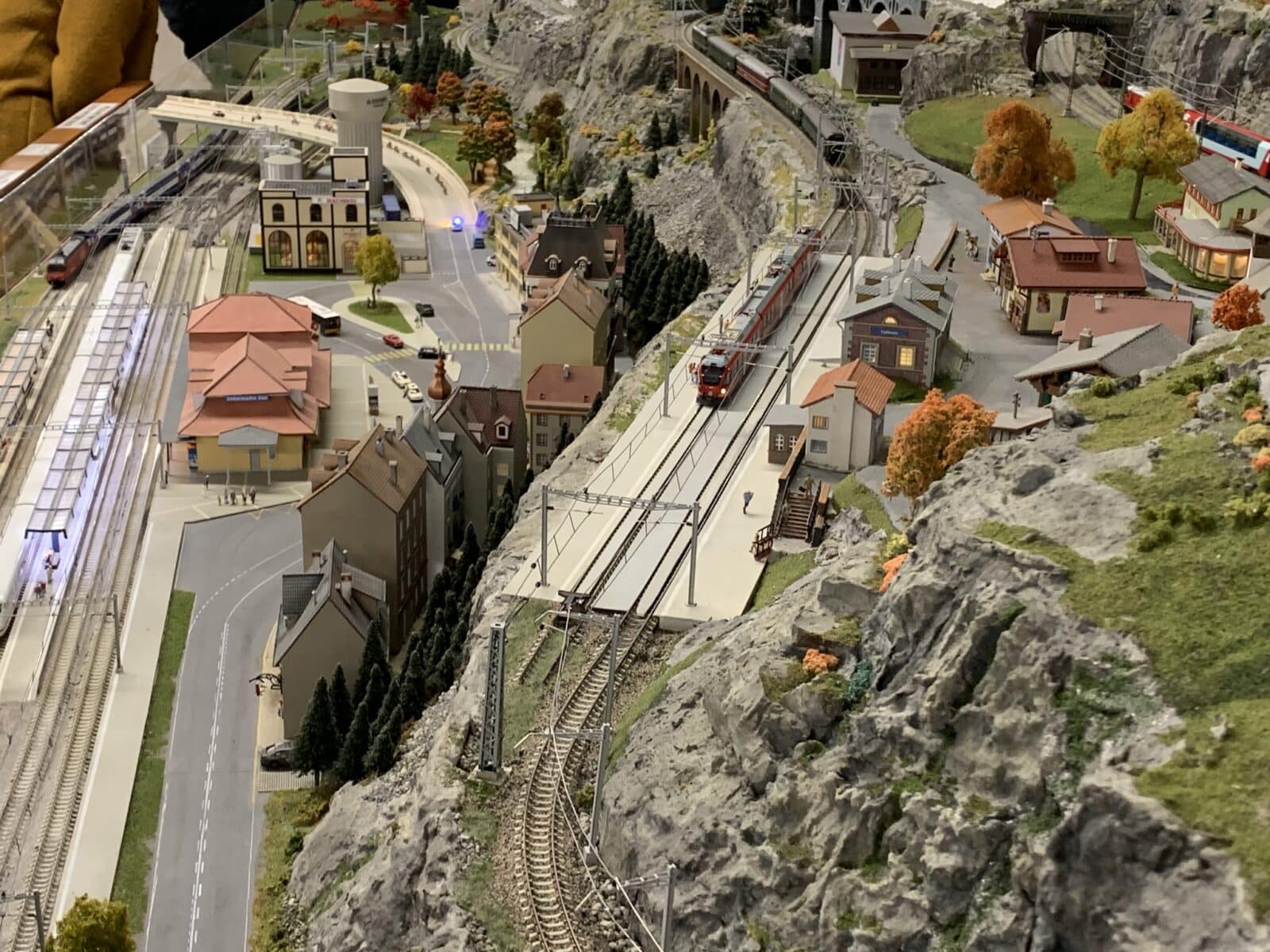 Aerial view of model railroad at Rocky Mountain Train Show