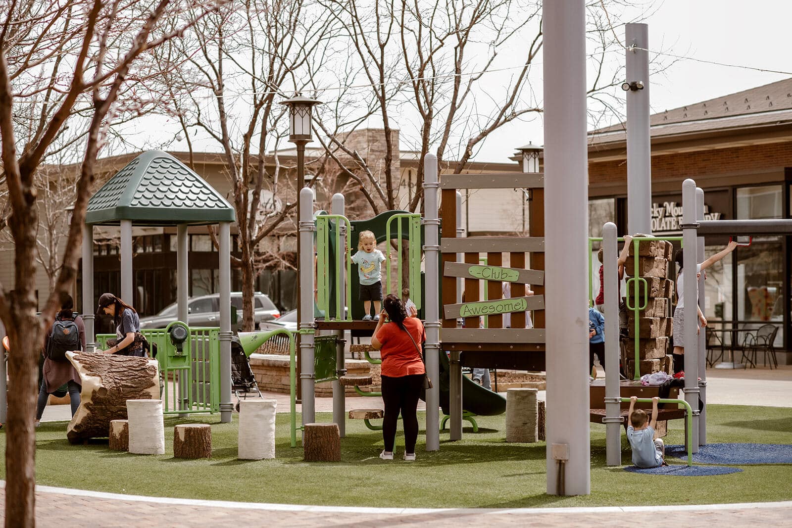 kids playing on a playground at the Orchard Town Hall Center in Westminster, CO