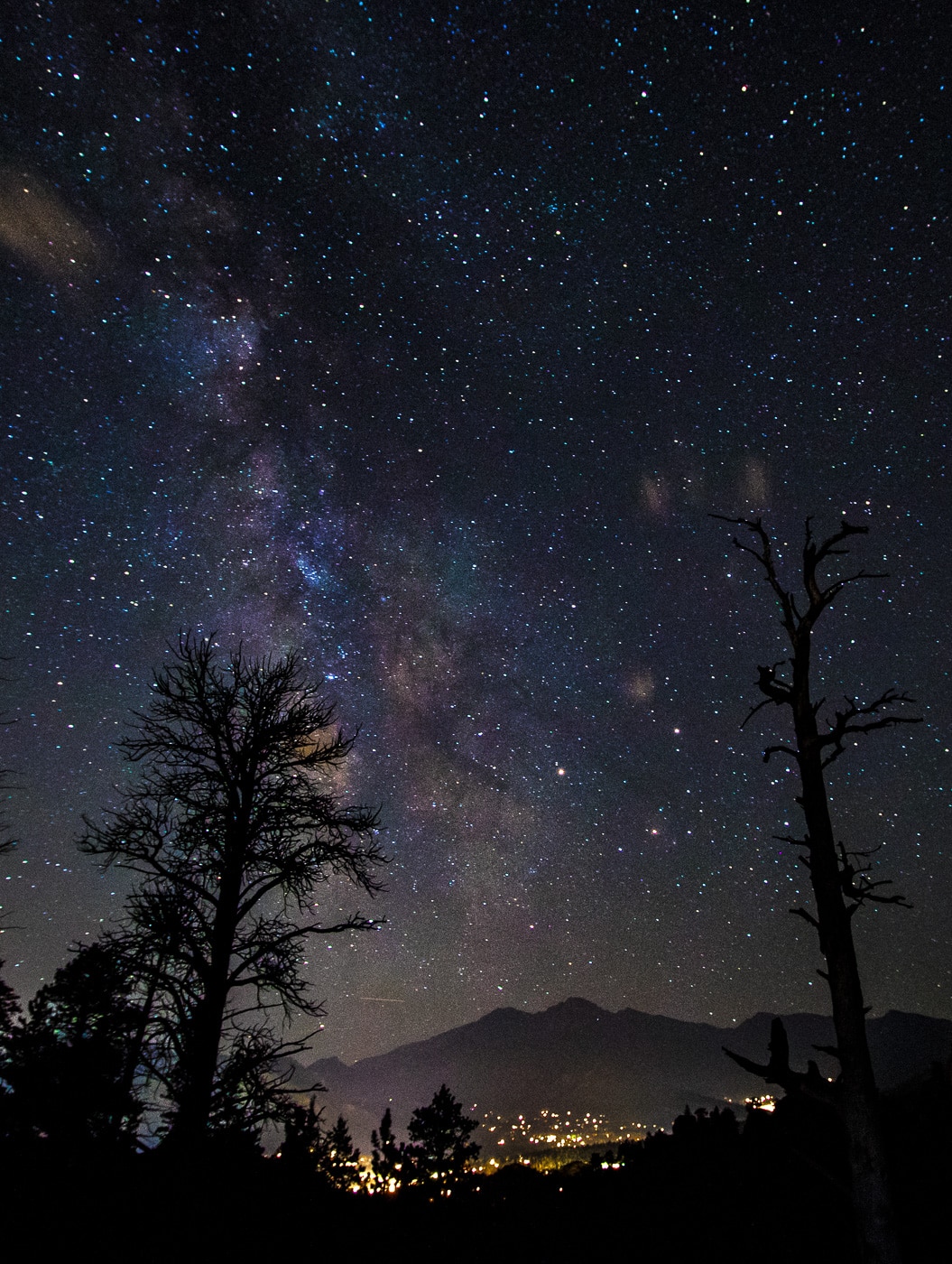 view of the night stars from Rocky Mountain National Park in Colorado